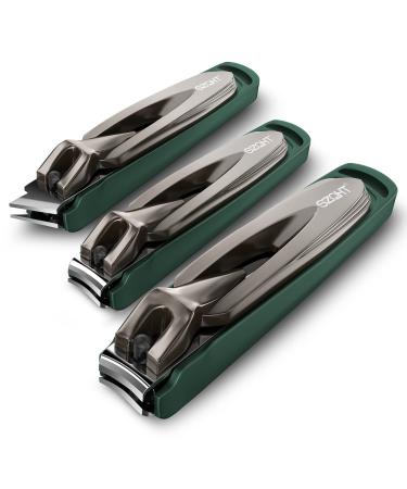 Nail Clippers Set-3 Pack Fingernail Clippers& Toenail Clipper for Men Wowen Nail Clippers with Catcher Nail Cutter for Thick Toe Nails Stainless Steel Ultra Sharp Sturdy