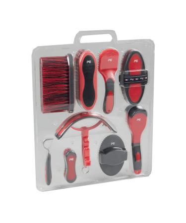Premier Equine Soft-Touch Grooming Kit Set - Black & Red