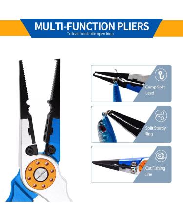 SOUFORCE Spring Bearing Fishing Pliers: Multi Functional Tool with Sheath & Anti-Lost Rope for Saltwater Fishing - Hook Remover, Line Cutter, Crimp, Split Ring Tool - Buy Online on SooperMarket.com