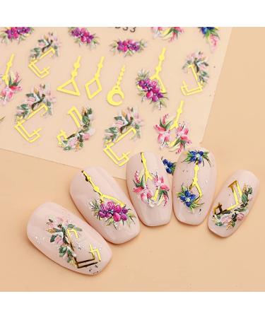 Dornail 5D Embossed Bronzing Nail Stickers - Spring Floral Decals for Women Manicure - Colorful Flower & Bird Nail Art Accessories - Buy Online on SooperMarket.com