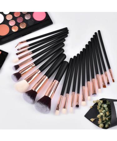 20-Piece Black Makeup Brush Set - Professional Beauty Tools for Foundation Eyeshadow & Powder | Perfect for Flawless Makeup Application - Buy Online on SooperMarket.com