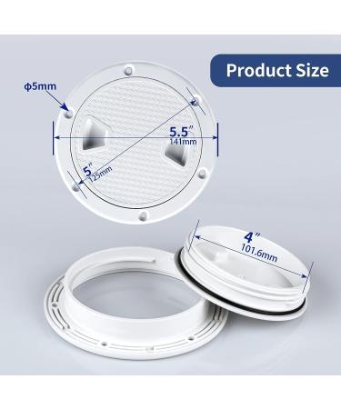 4/6/8 inch White Deck Plate Hatch with Detachable Cover - Non-Slip Inspection Hatch - Buy Online on SooperMarket.com