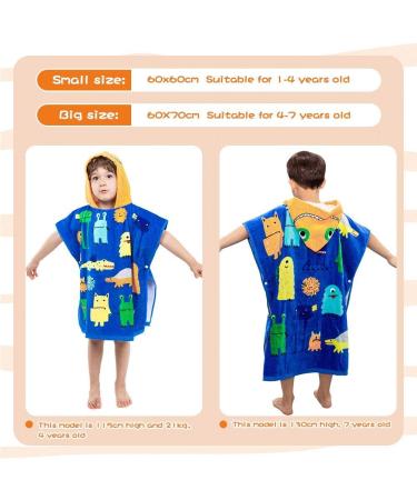 100% Cotton Hooded Bath Towel Poncho for Kids | Soft Warm Beach & Bath Towel with Big Monster Motif - Buy Online on SooperMarket.com