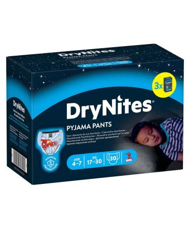 Huggies 4-7 Years DryNites Pyjama Pants Spiderman 30 per Pack White 30 Count (Pack of 1)