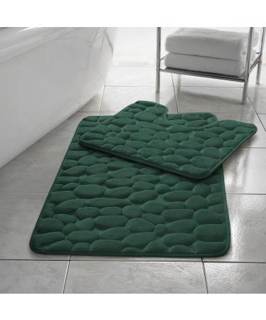 Comfort Collections Bathing mat set made of memory foam toilet rack 2-part soft absorbent slide-resistant green bath mat (50 x 80 cm) and toilet rack (50 x 40 cm)