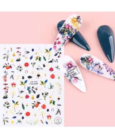 Flowornament 3D Nail Stickers - 5 Sheets Decals for Nail Art | Designer Flower Nail Design - Buy Online on SooperMarket.com