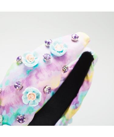 vreplrse Durable And Reliable Jeweled Wide Top Knot Headband For Long-lasting Beauty Polyester Rhinestone Pearl Knot Headbands Blue purple - Buy Online on SooperMarket.com