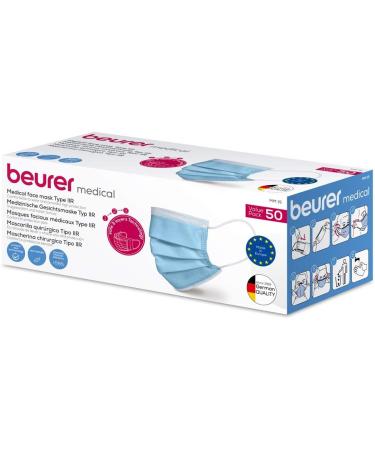 Beurer MM 15 OP Mask Type IIR - 3-Layer Medical Face Mask (50 pcs) | EU Quality Protects Against Droplets & Microorganisms - Buy Online on SooperMarket.com