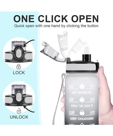 Enerbone 32oz Leakproof BPA-Free Water Bottle with Motivational Times & Straw - Gray-Black - Buy Online on SooperMarket.com
