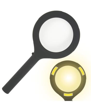 BIOS Living COB LED Magnifying Glass 3X Magnification Bright Uniform Consistent Illumination Perfect for Reading Fine Print Easy On/Off Non-Slip Rubber Handle Lens Size: 3.25 /8.3 cm