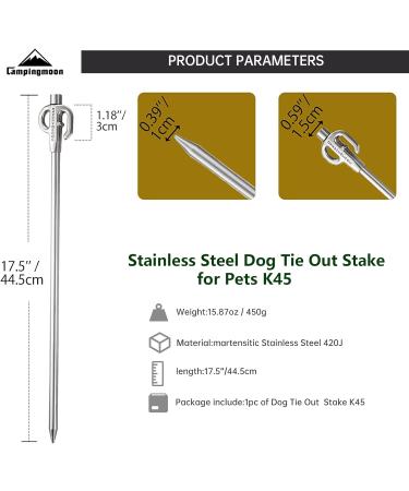 Campingmoon Dog Tie Out Stake 360 Swivel Heavy Duty Strongest Dog Anchor Spike for Tie-Out Cable Chain in Yard or Camping - Buy Online on SooperMarket.com