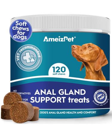 AmeizPet Anal Gland Treatment For Dogs Functional Digestive Fiber Treats For Dogs Glands Healthy Dog Chews 120 Soft Dog Treats 120 Treats