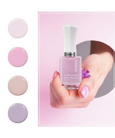 Non Toxic Peel Off Nail Polish Set - Quick Dry Water-Based Lacquer for Women & Kids - 4 Colors with Base Coat & Top Coat - 5 Bottles 0.5 fl oz - Buy Online on SooperMarket.com