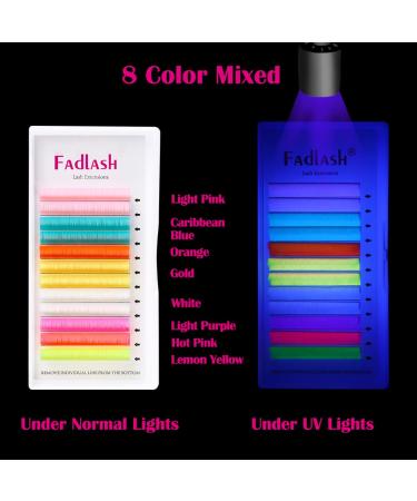 Neon Colored Volume Lash Extensions - Easy Fan 0.07-D 13mm - 8 Colors: Hot Pink, White, Blue, Orange, Gold, Purple, Yellow - UV Glow - Buy Online on SooperMarket.com
