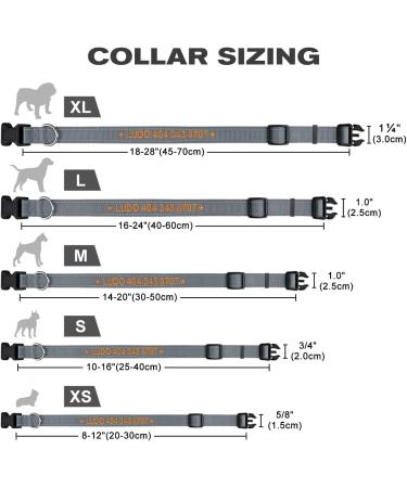 Tagme Personalized Dog Collar for Medium Dogs - Embroidered Reflective Nylon with Pet Name & Phone Number - Gray (1 Pack) - Buy Online on SooperMarket.com
