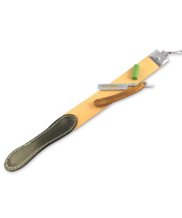 Razor Set EXTRA ROBUST Leather Strop Razor Gold Etching 5.8 inch + Paste from Solingen