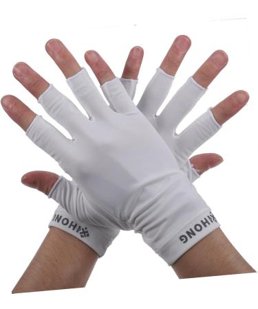 Mikinona 1 Pair UV Gloves Gel Nail Gloves Half Finger Gloves Outdoor Gloves Nail Art Skin Care Supply Summer Beach Gloves Womens Gloves UV Hand Protection Shield White LED Women's Fabric - Buy Online on SooperMarket.com