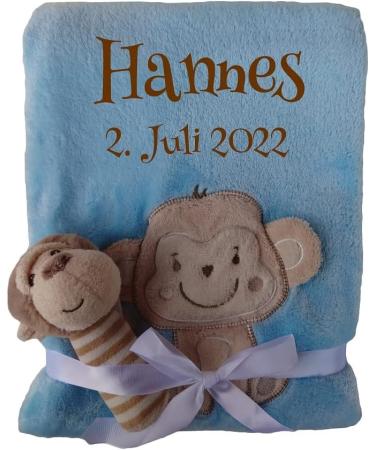 Wuff-Dogsworld Personalized Baby Blanket | Custom Name Embroidery & Gift Set - Baby Rattle or Socks for Baptism & Birth (Boy/Girl) - Buy Online on SooperMarket.com