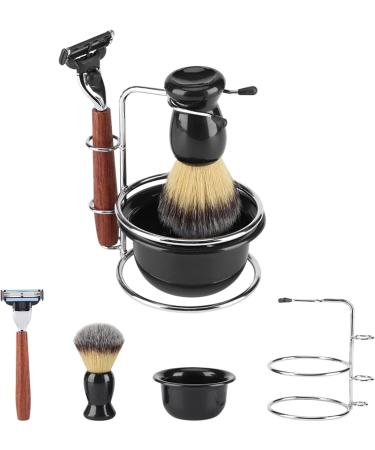 Akozon 4-in-1 Professional Men's Shaving Set - Premium Stainless Steel Kit with Stand Soap Holder & Brush Bowl - Perfect Gift for Grooming - Buy Online on SooperMarket.com