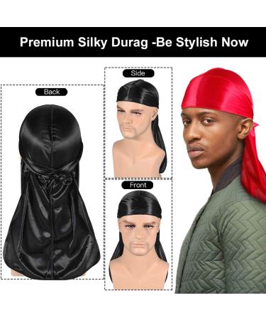 3pcs Silky Durag & Wave Brush Set for Men - 360 Curved Medium/Hard Hair Brushes - Buy Online on SooperMarket.com