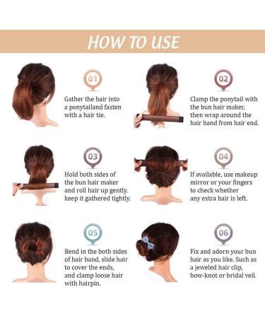 3-Piece Hair Bun Maker Set - Easy Snap Roll Nets for Women & Kids - French Twist Styling Tool - Brown - Buy Online on SooperMarket.com