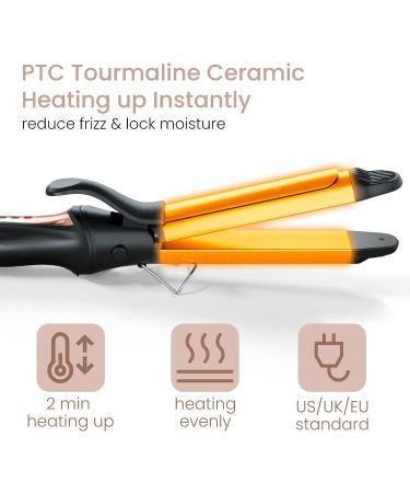 2-in-1 Travel Curling Flat Iron: Professional 1 1/4 Inch Hair Curler and Straightener with Ceramic Barrel - Adjustable Temperature - Buy Online on SooperMarket.com