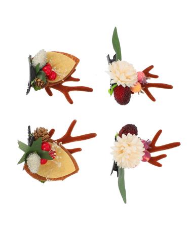 WOFASHPURET 2 Pairs Christmas hair clips winter hair barrettes Deer Horn Barrettes Hair Clips deer horn hair clip xmas kids hair pin Xmas hairpins kids decor Fairy non-woven fabric props Miss