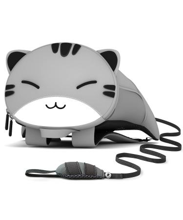 NOHOO Toddler Backpack Leash Kids Backpack with Safety Harness Mini Cute Cartoon Animal Neoprene Waterproof Travel Book Bag for Baby Boys Girls 2 6 Years (Cat)