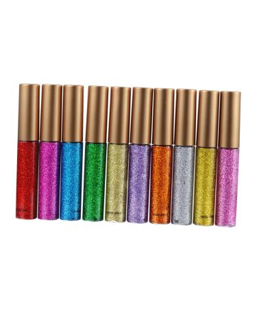 KALLORY 10pcs Liquid Eyeliner Glitter Eye Shadow Glitter Eyeliner Shiny Eyeshadow Liquid Eyeshadow Colorful
