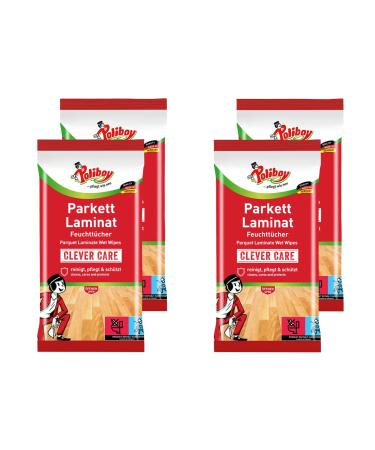 Poliboy - parquet & laminate wet wipes - thorough quick cleaning especially for parquet and laminate floors - 4 Pack - 4x15 towels - Made in Germany parquet laminate 15 pieces (4 Pack)