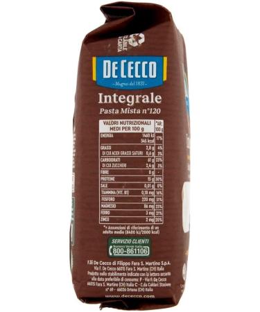 5X De Cecco Wholemeal Mixed Pasta (5 Packs of 500 g) 2.5 kg - Buy Online on SooperMarket.com