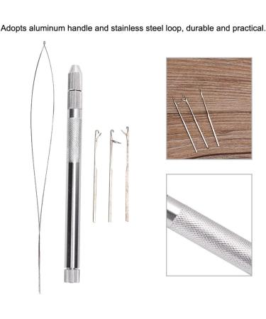 Hair Extension Loop Needle Threader Kit Pulling Hook Tool for Hair Aluminum Handle Hair Extension Threading Tool Micro Beads Loop Needle Threader for Hair Extensions Feather Ext - Buy Online on SooperMarket.com