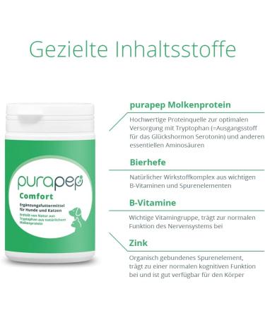 PURAPEP Comfort | Natural Sedative for Dogs & Cats | Tryptophan & B Vitamins | 100g Powder for Stress & Fear Relief - Buy Online on SooperMarket.com