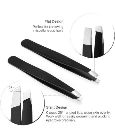 6 Piece Tweezers Set Eyebrow Tweezers Scissors Set with Stainless Steel Point Slant Flat Tip Tweezers and Eyebrow Razor and Scissors for Eyebrows Plucking Facial Body / Ingrown Hair Removal-Packed in Leather Case - Buy Online on SooperMarket.com