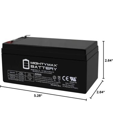 Mighty Max Battery ML3-12 - 12V 3AH SLA Battery Replacement for PS-1230 LC-R123R4P NP3-12 | International Shipping Available - Buy Online on SooperMarket.com