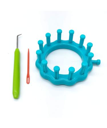 WAYION Round Knitting Loom Plastic Hat Weaving Looms Kit with Loom Hook/Needle  Creativity for Kids Small Knitting Loom Kit - Perfect for Sock  Hat  Leg & Arm Warmers  Scarf & More (Blue)