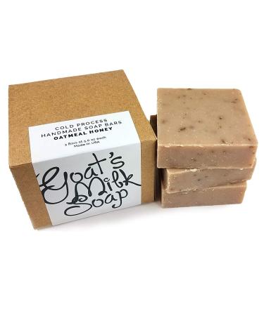Handmade Fresh Goat's Milk Bar Soap (Oatmeal Honey 3 bars (Economy Pack)) Oatmeal Honey 3 bars (Economy Pack)