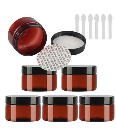 Tianzd 6 pieces small 100 ml brown plastic empty cream can with black lid 100 g empty socket screw box sheet metal boxes cosmetic tangles 6 pieces spatula brown 100ml