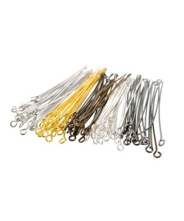Mixed Color Solid Brass Head Eye Pins Findings for Jewelry Making - (Assorted  50mm x 21 Gauge) Assorted 50mm
