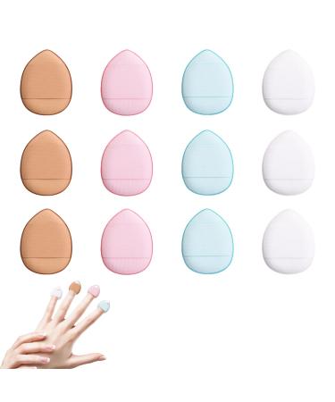 WLLHYF Powder Puff 12 Pieces Triangle Cushion Pads Face Makeup Setting Mini Finger Sponge Brush Beauty Blender for Foundation Concealer Cosmetic Tool