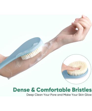 Long Handle Body Back Scrubber - Exfoliating Shower Brush Light Blue - Buy Online on SooperMarket.com