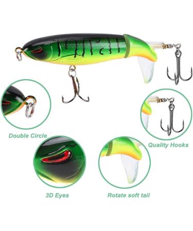 6PCS Bass Whopper Lures Kit - Floating Rotating Tail Topwater Fishing Lures for Bass & Trout - Buy Online on SooperMarket.com