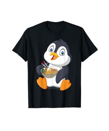 Penguin eating a Japanese Ramen noodle soup T-Shirt