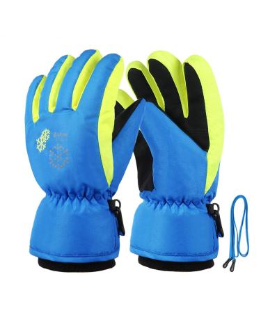 TBOONOR winter gloves for children gloves Warm skiing gloves waterproof and windproof winter time gloves Suitable for boys and girls in the outdoor sport blue s (6-8 years)