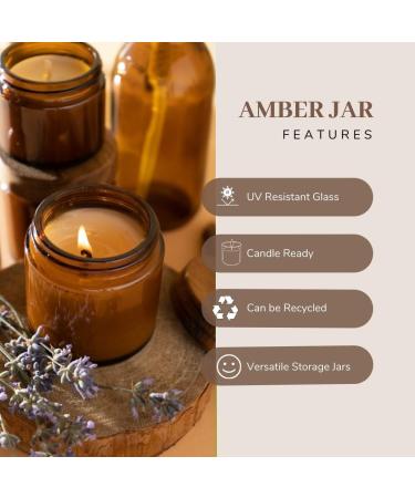 Set of 6 Amber Glass Jars - 60ml Brown Glass Container Jars for Storage with Airtight Black Lids Luxury Cosmetic Container for Candles Creams & Salves - Buy Online on SooperMarket.com