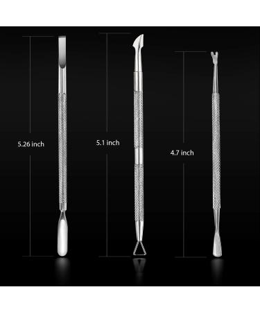 Stainless Steel Cuticle Pusher & Cutter Set - Nail Polish Remover, Gel Polish Peeler & Scraper - Manicure/Pedicure Tool Kit for Fingernail/Toenail Care - Buy Online on SooperMarket.com