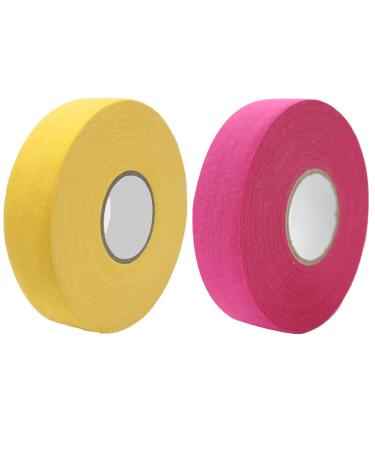 Eterspr 2 rolls racking tape ice hockey anti-slip ice hockey hockey racket tape hockey handle tape suitable for hockey rackets tennis balls badminton golf and pull-up rods (rose red yellow)