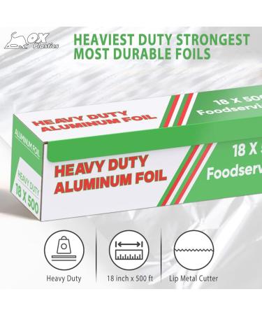 Ox Plastics Freedom Aluminum Foil Wrap | Heavy-Duty 22 Microns 18x500 Ft | Commercial Grade for Food Service | Ideal for Cooking, Roasting, Baking, BBQ & Parties | 1 Pack - Buy Online on SooperMarket.com