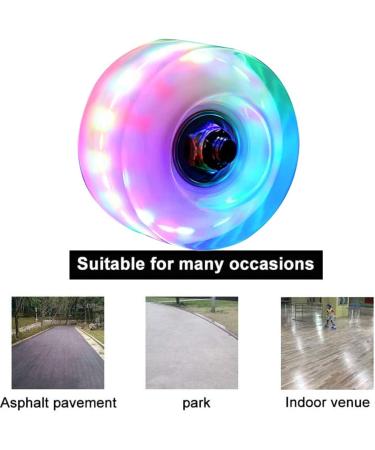 Luminous Light Up Roller Skate Wheels with Bearings - 4 Pack | 32mm x 58mm | Outdoor Double Row Skating and Skateboard - Buy Online on SooperMarket.com