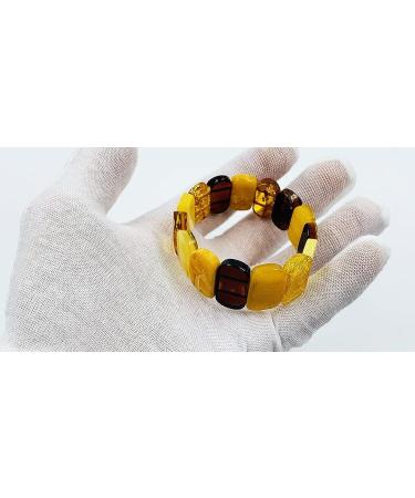 Natural Baltic Amber Stretch Bracelet - Handmade Multicolor Amber Jewelry from Certified Amber Beads - Buy Online on SooperMarket.com